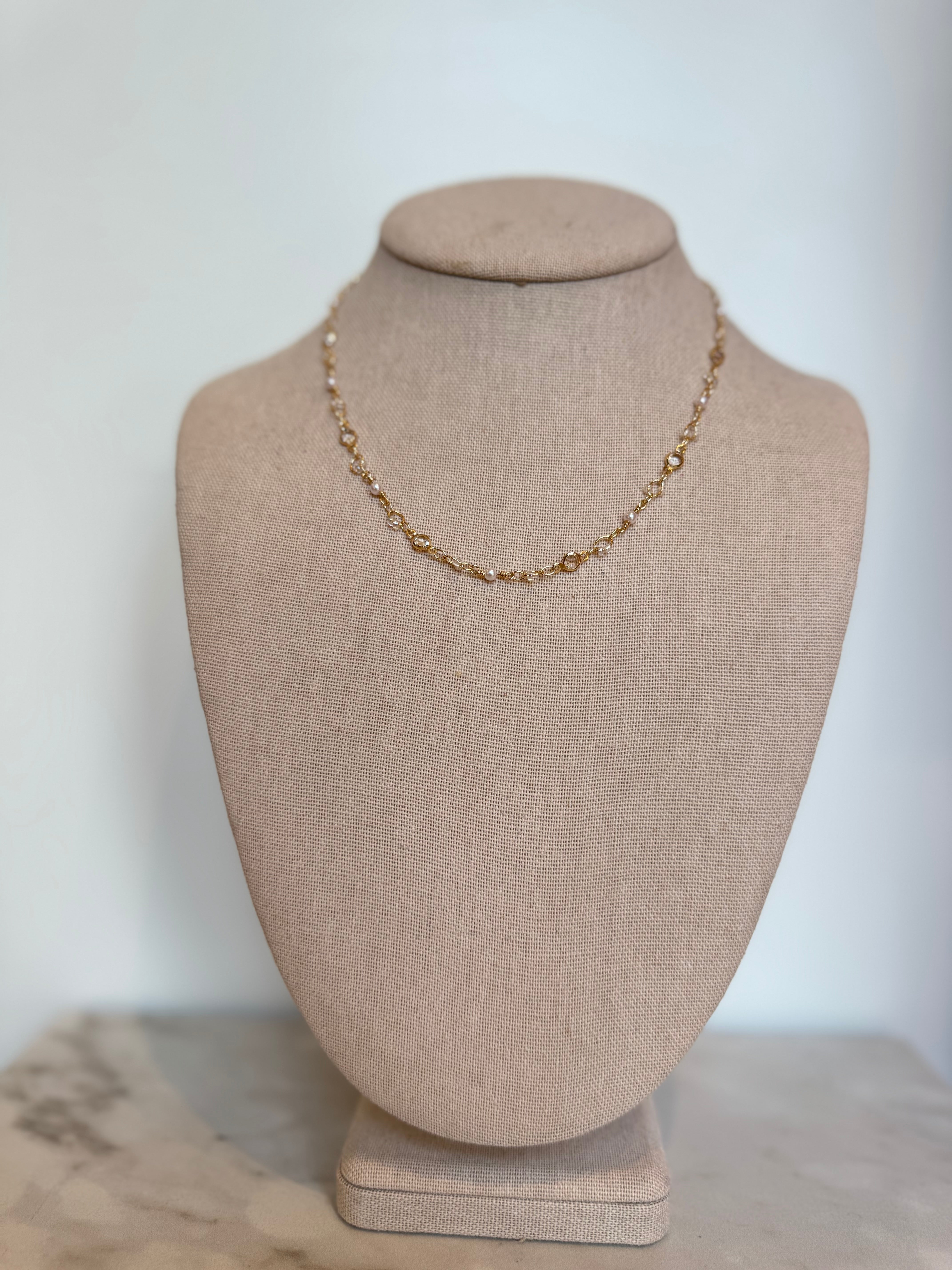 Link Bead Pearl Necklace