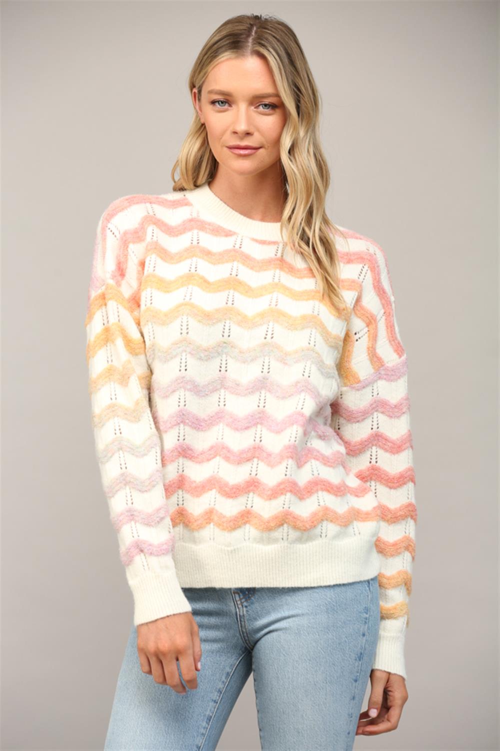 Lara Multi Wavy Stripe Sweater