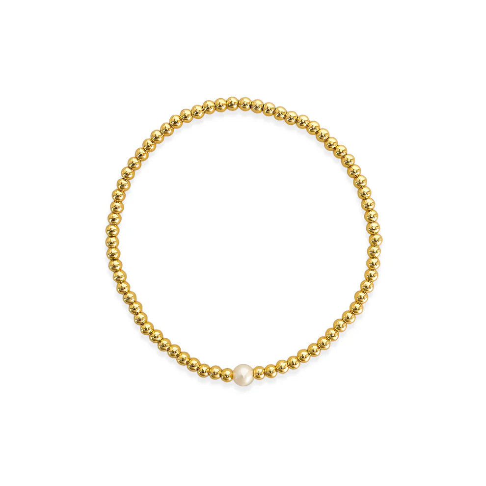 1 Pearl Gold Bead Stretch Bracelet