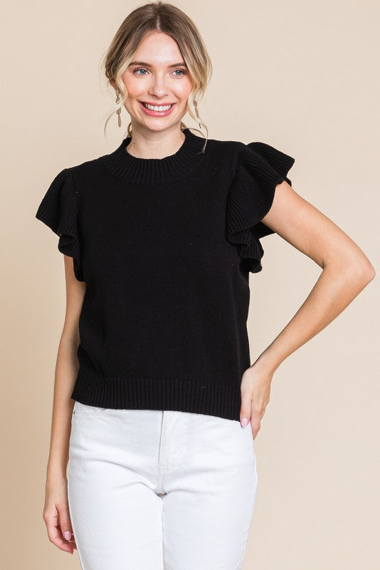 Rosie Ruffle Crew Neck Sweater