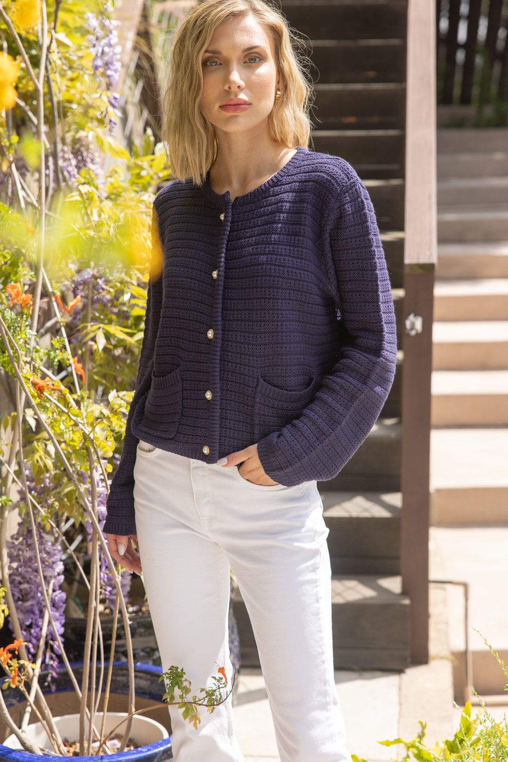 Raelynn Pearl Button Cardigan