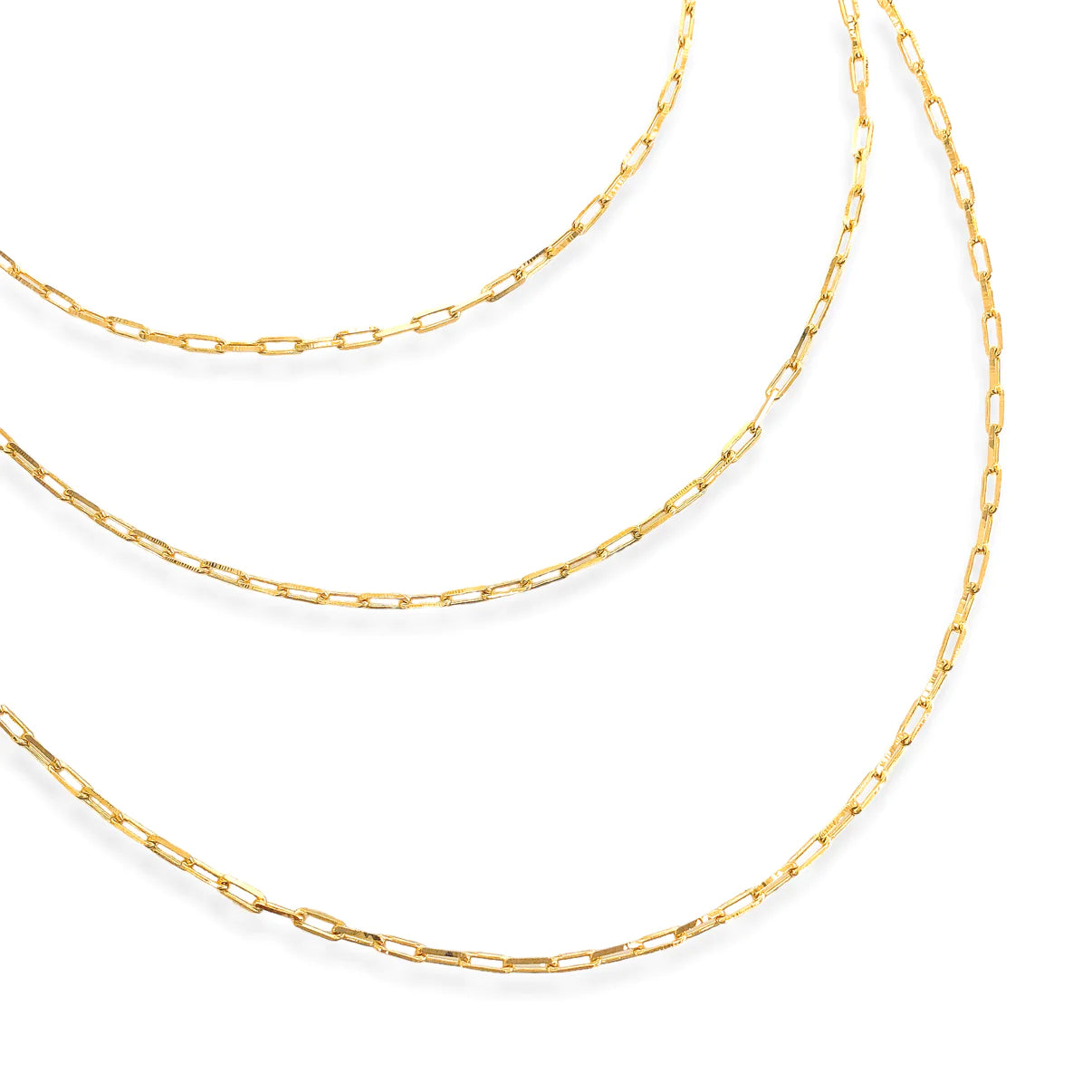 Gold 3 Layer Paperclip Chain Necklace