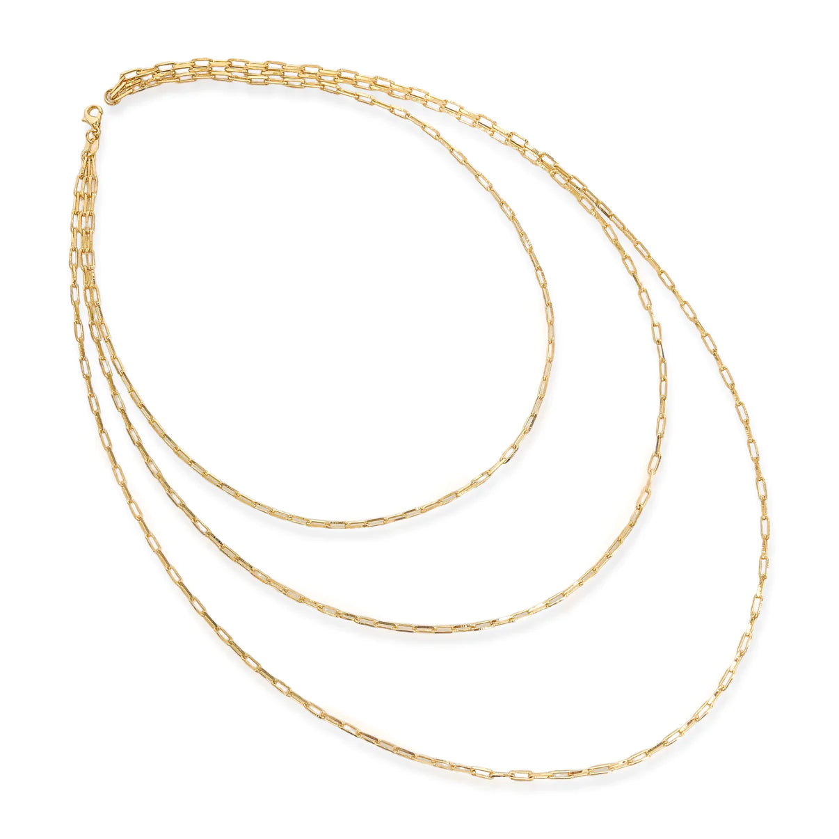 Gold 3 Layer Paperclip Chain Necklace