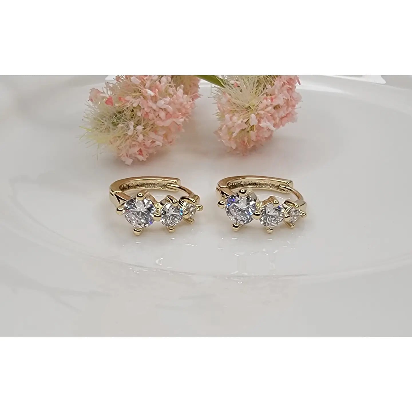 3 Stone Huggie Hoops