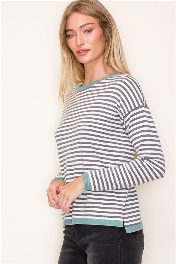 Dale Striped Contrast Trim Sweater