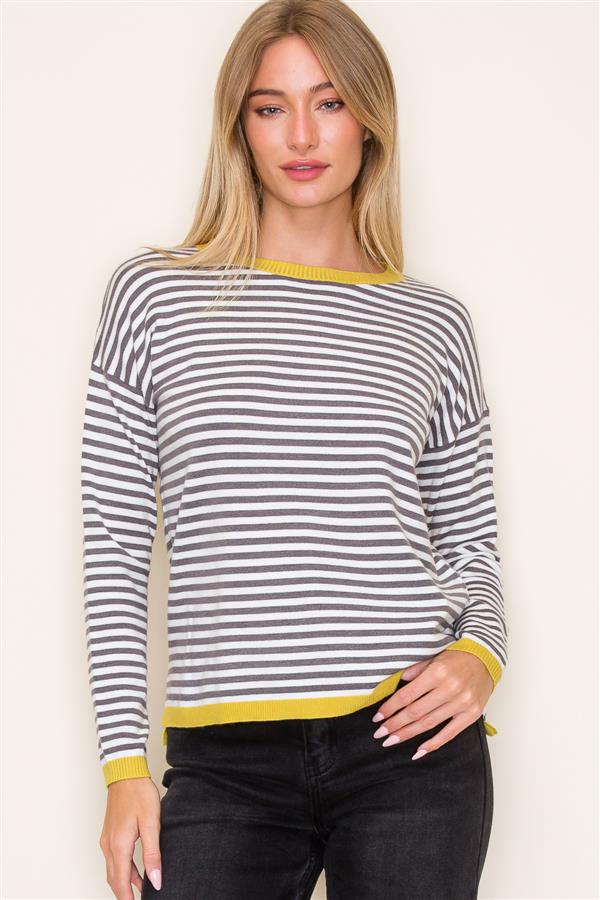 Dale Striped Contrast Trim Sweater