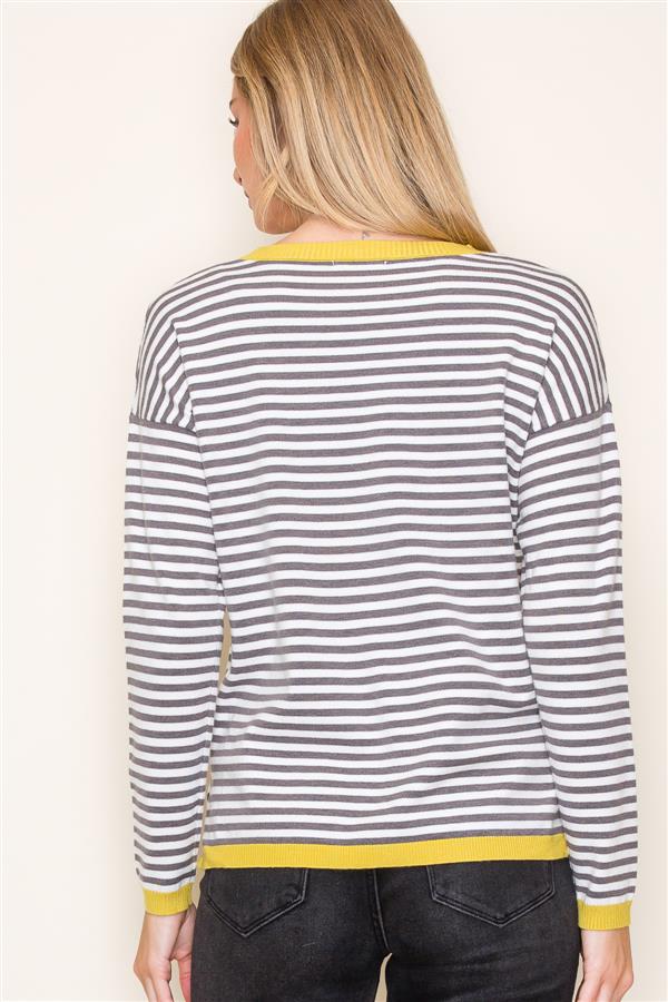 Dale Striped Contrast Trim Sweater