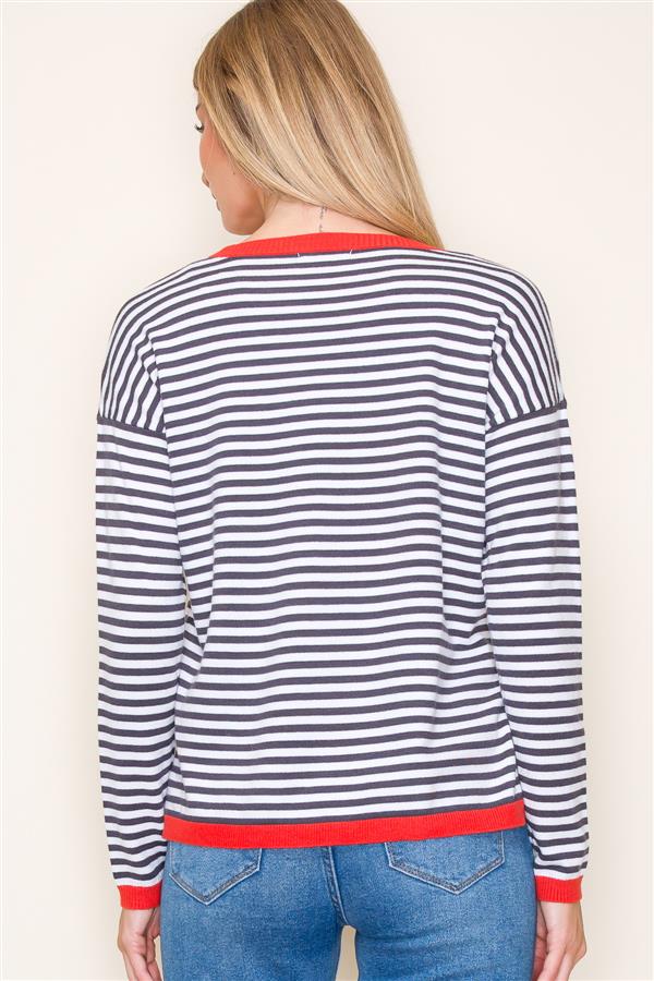 Dale Striped Contrast Trim Sweater