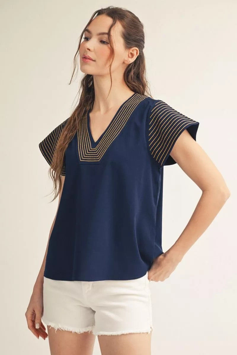 Abilene Stitch Trim Top