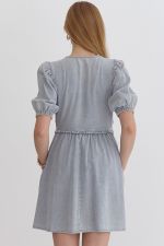 Adley Smocked Zipper Denim Dress