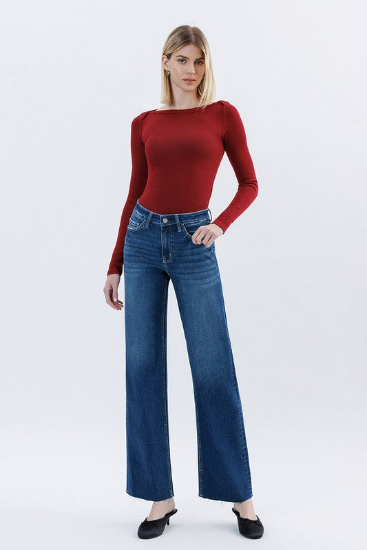 Aileeah Dark Long Slim Wide Jeans