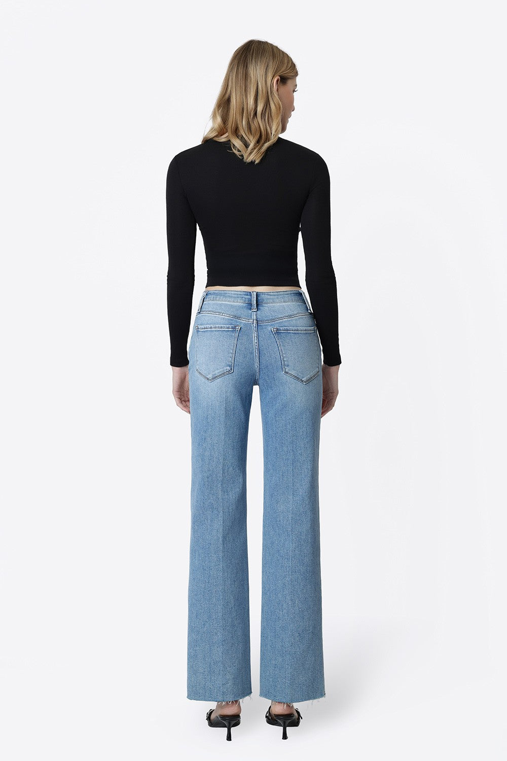 Aileeah Crease H. Rise Slim Wide Jeans