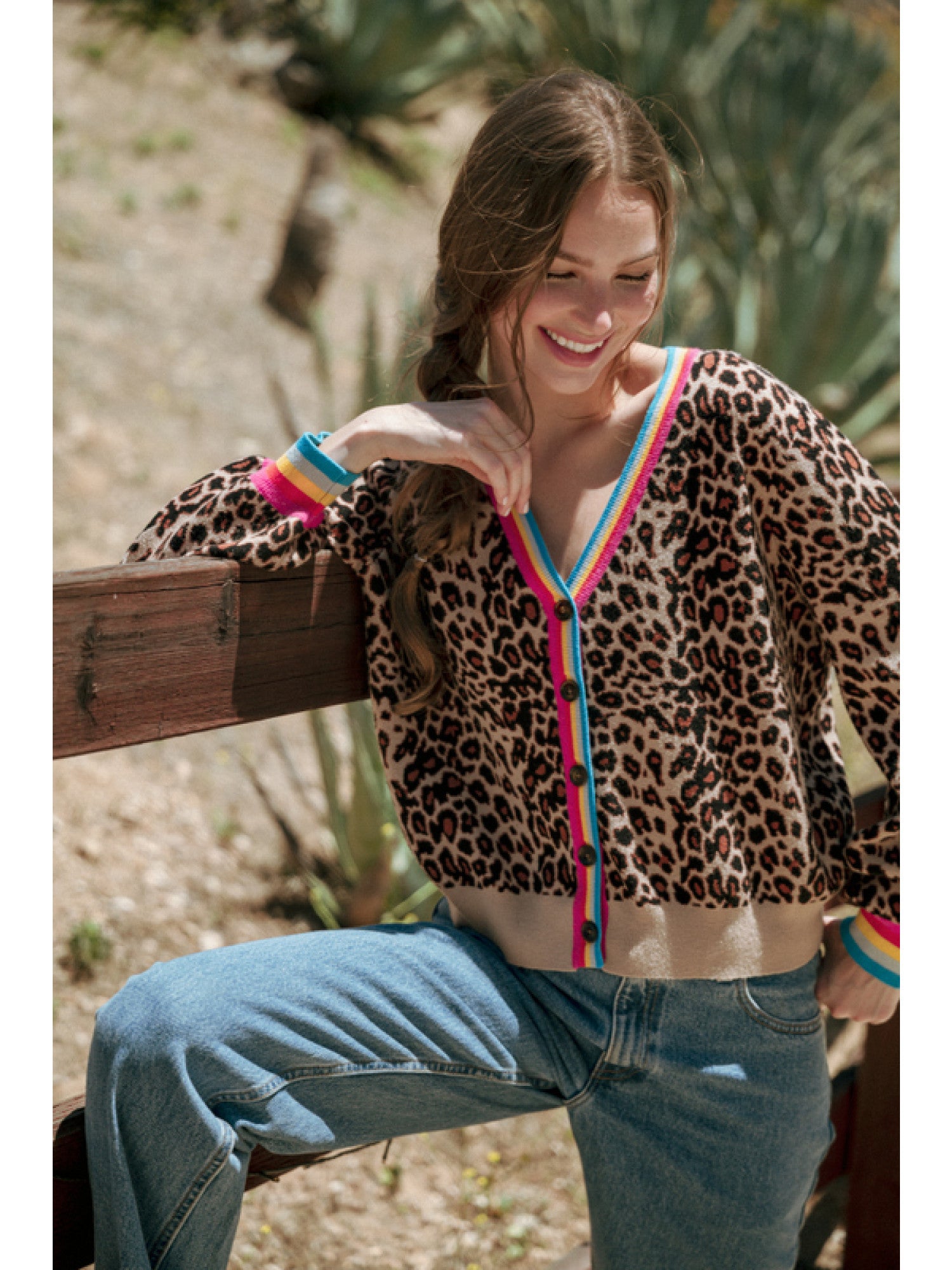 Aisha Leopard Contrast Cardigan FINAL SALE