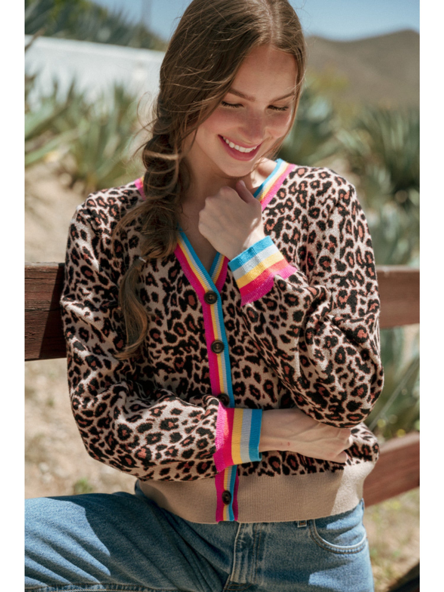 Aisha Leopard Contrast Cardigan FINAL SALE