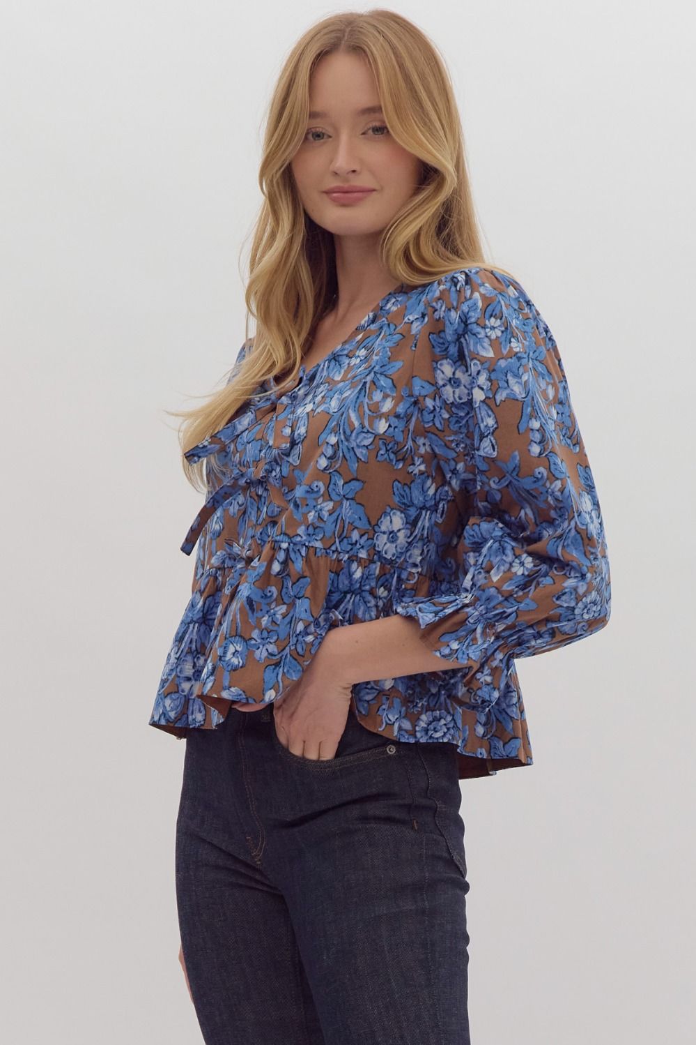 Amalia Floral Bow Peplum Top