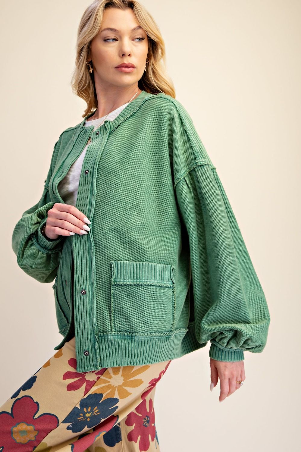 Amberly Washed Textured Knit Jacket