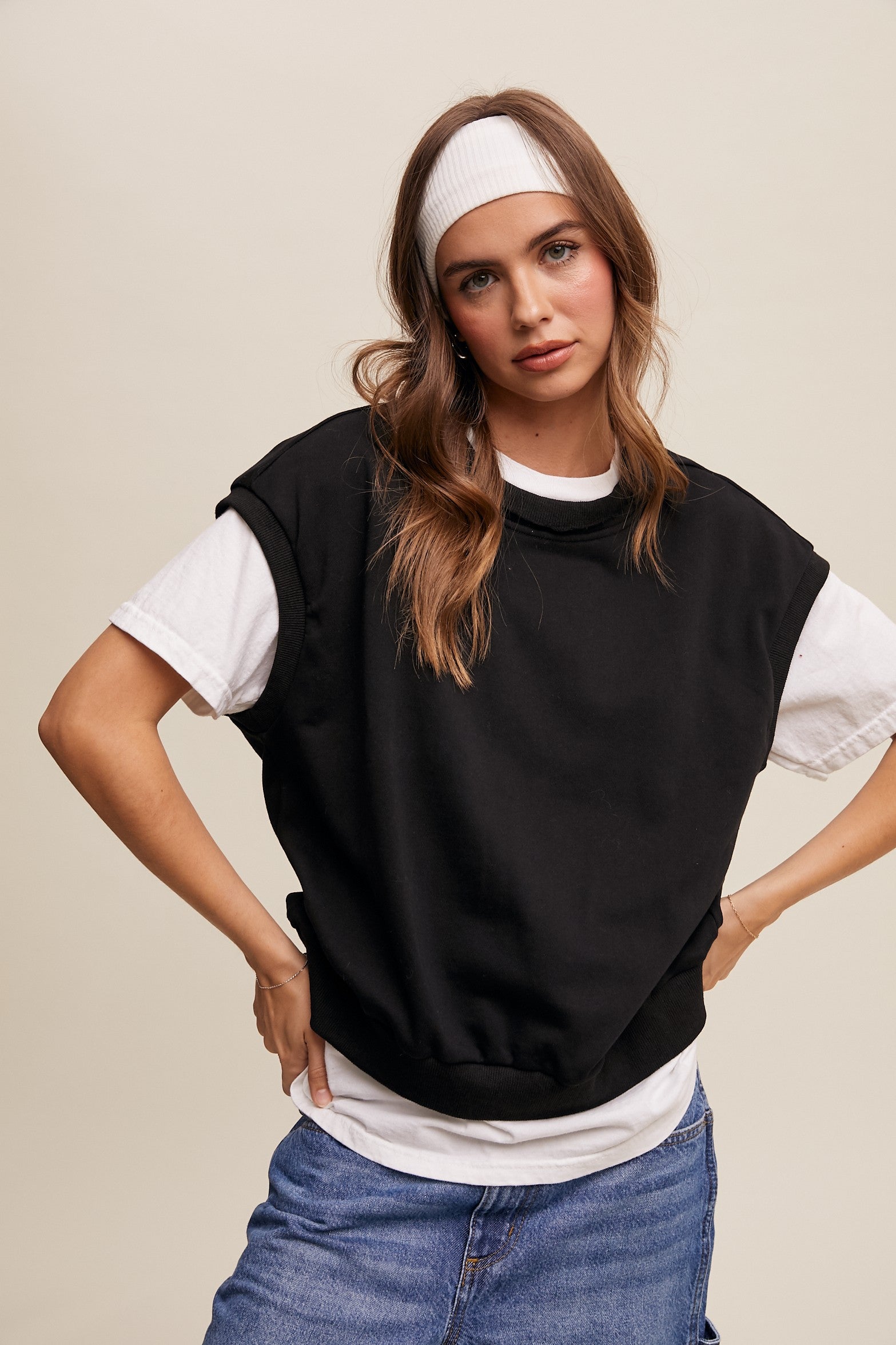 Amira Boxy Cap Sleeve Sweatshirt