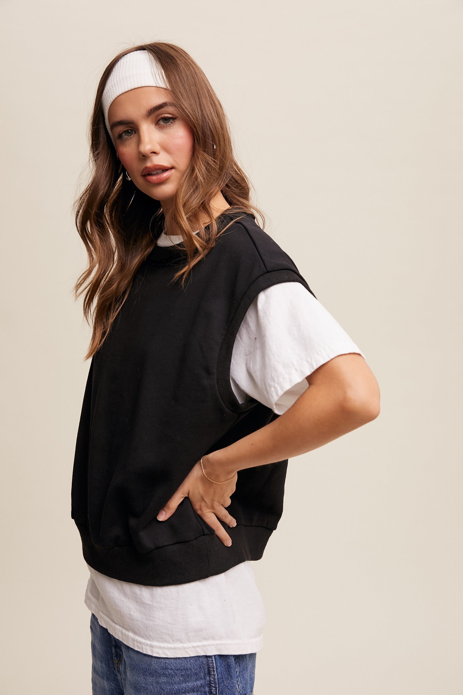 Amira Boxy Cap Sleeve Sweatshirt