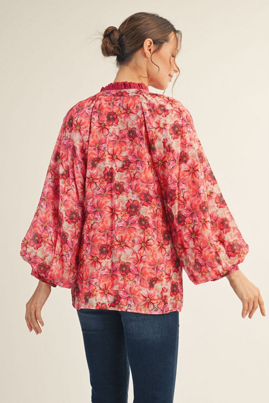 Annette Floral Button Top