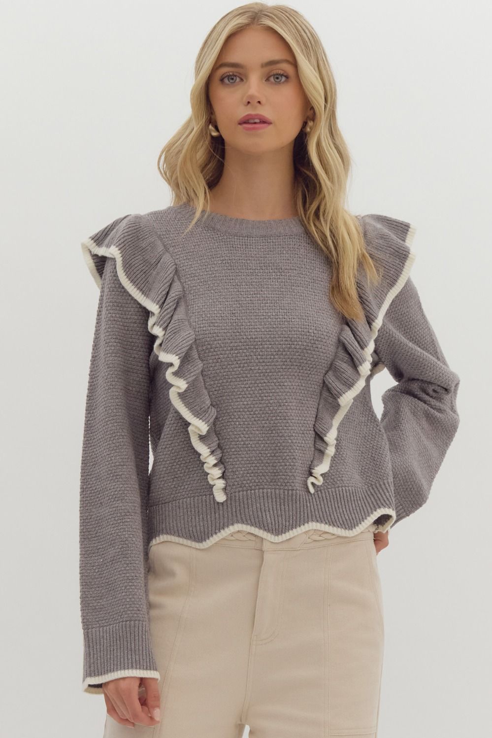 Ariana Ruffle Knit Sweater