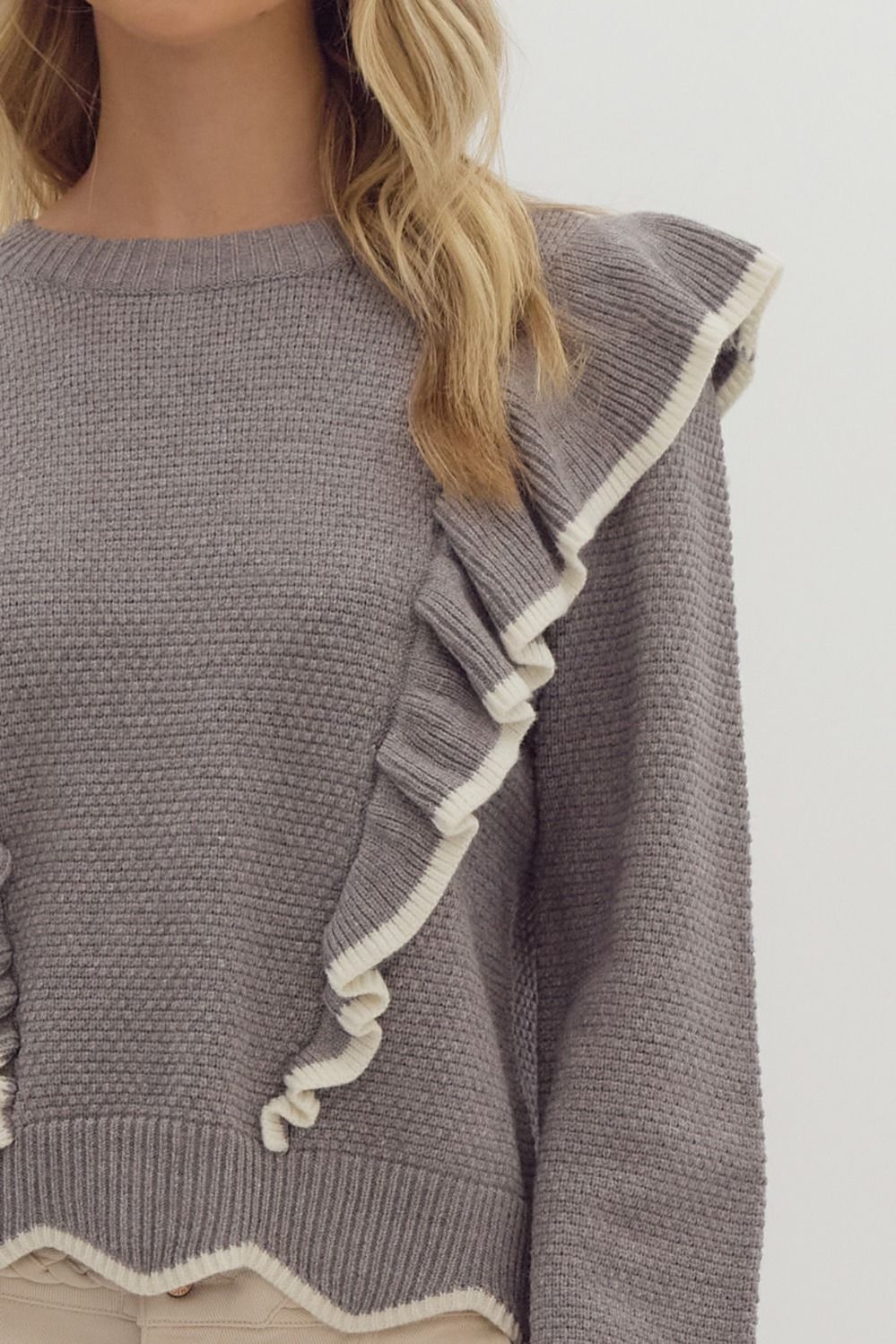 Ariana Ruffle Knit Sweater