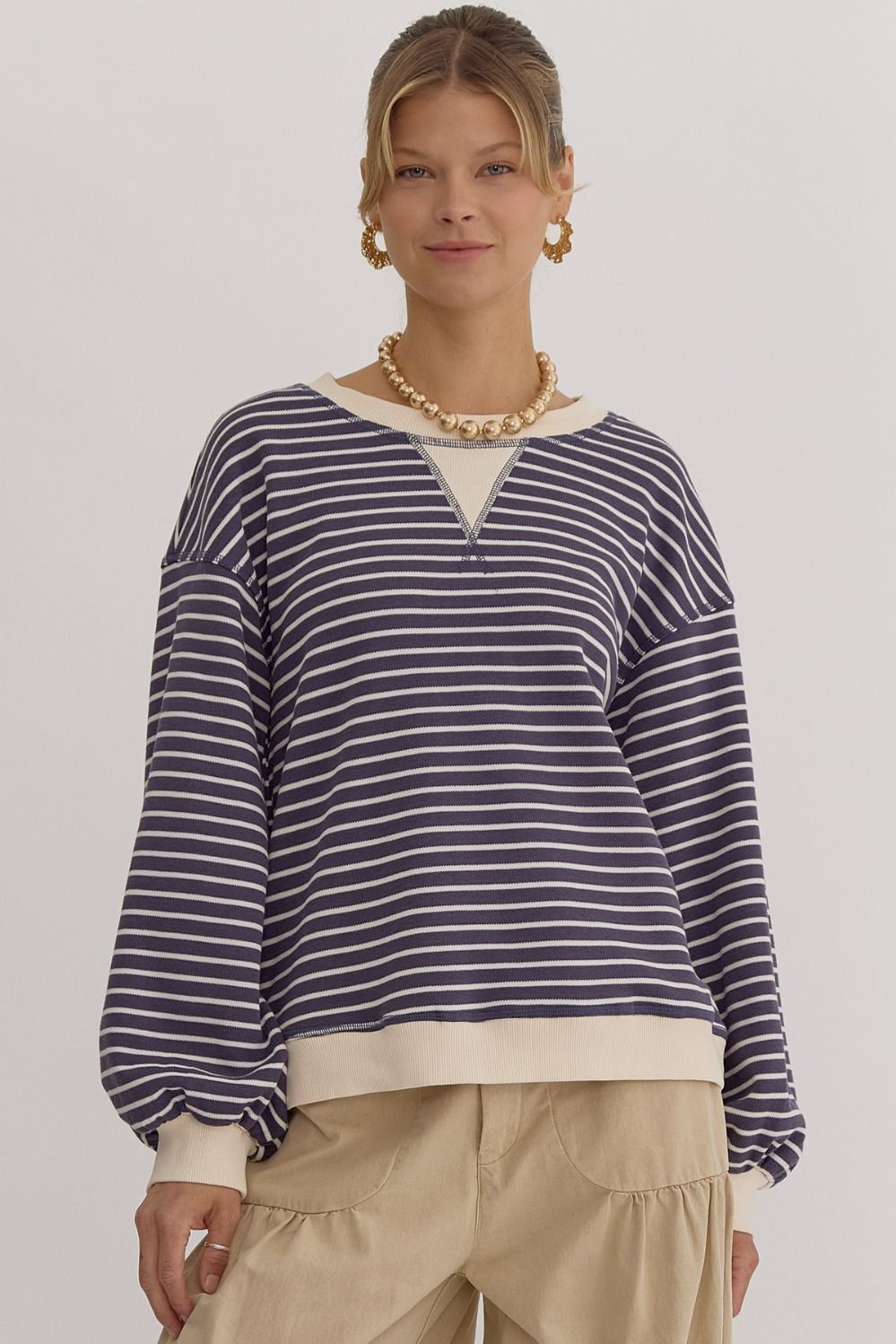 Arya Striped Contrast Sweatshirt