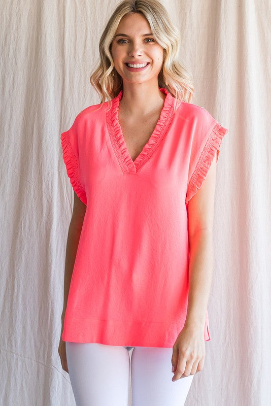 Aspen Frill V-Neck Top FINAL SALE