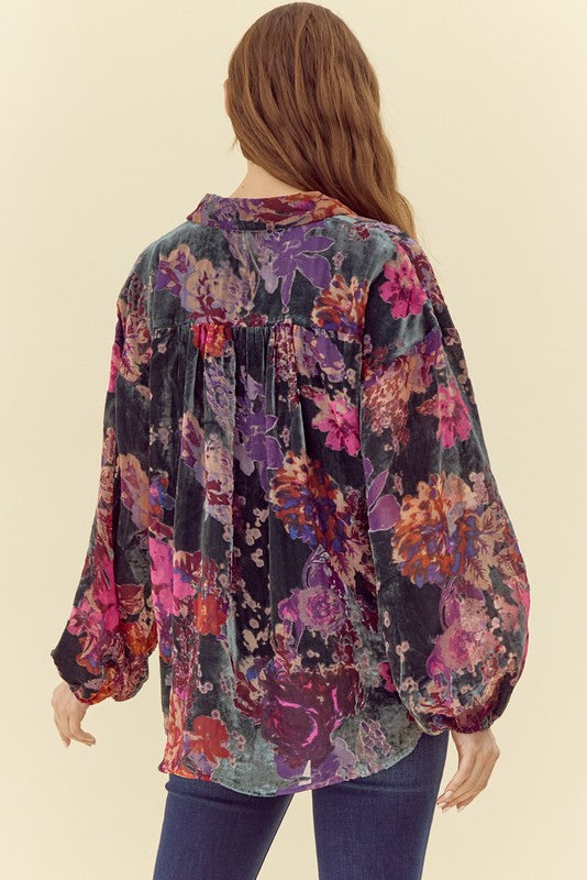 Aurora Floral Velvet Chiffon Top