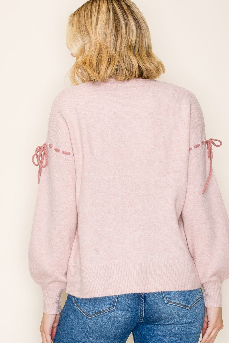 Autumn Stitch Tie Sleeve Sweater