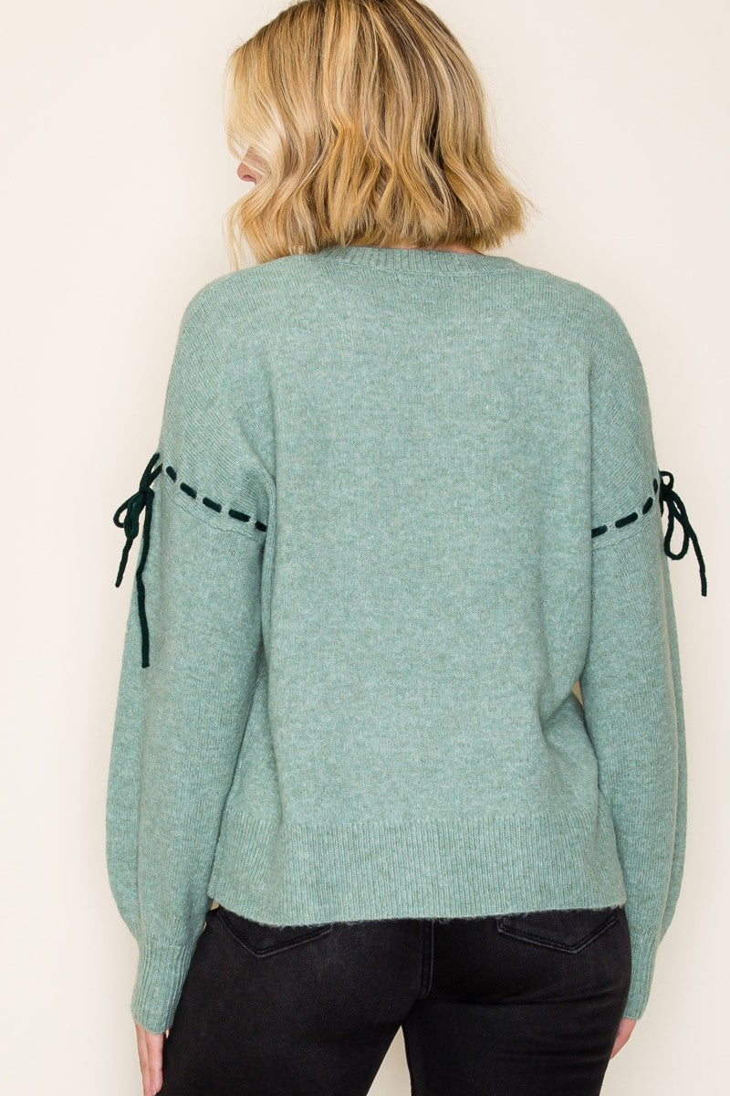 Autumn Stitch Tie Sleeve Sweater
