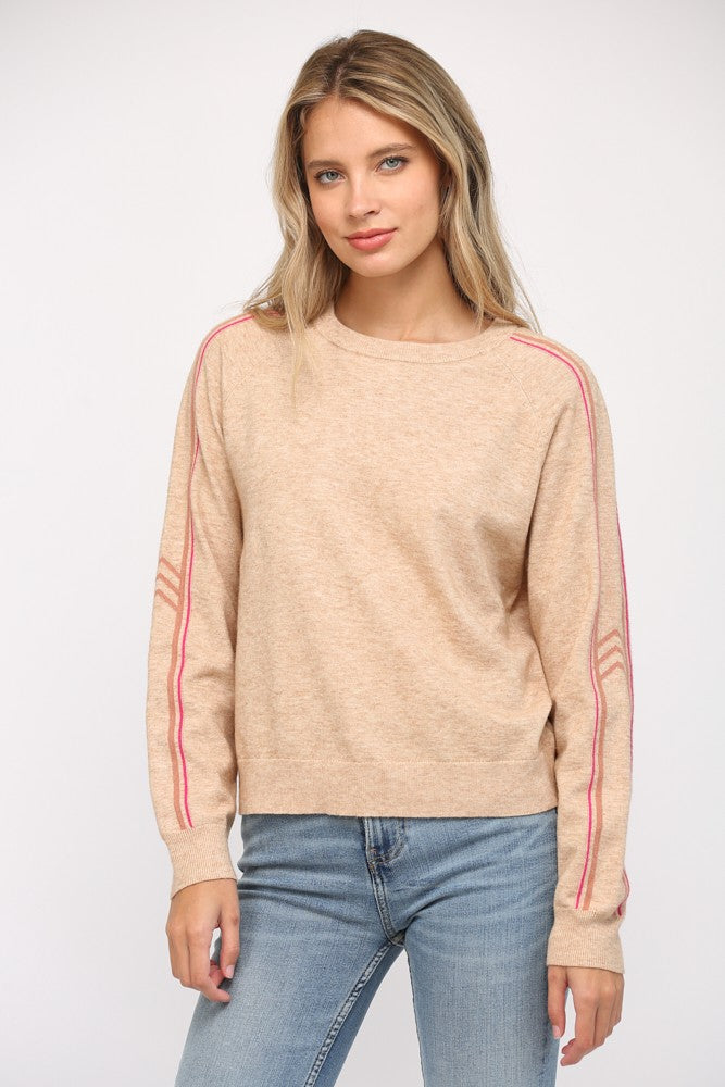 Averie Stripe Sleeve Sweater