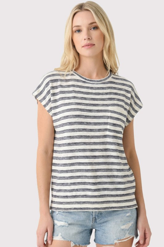 Aya Stripe Pocket Cap Sleeve Top