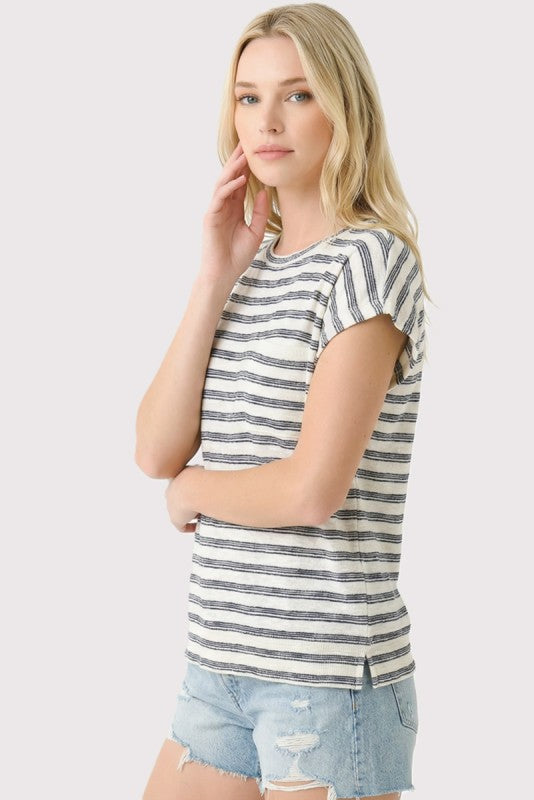 Aya Stripe Pocket Cap Sleeve Top