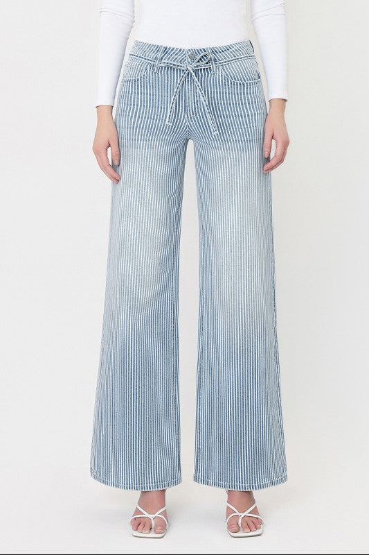 Betsy Tie Stripe Wide Leg Jean