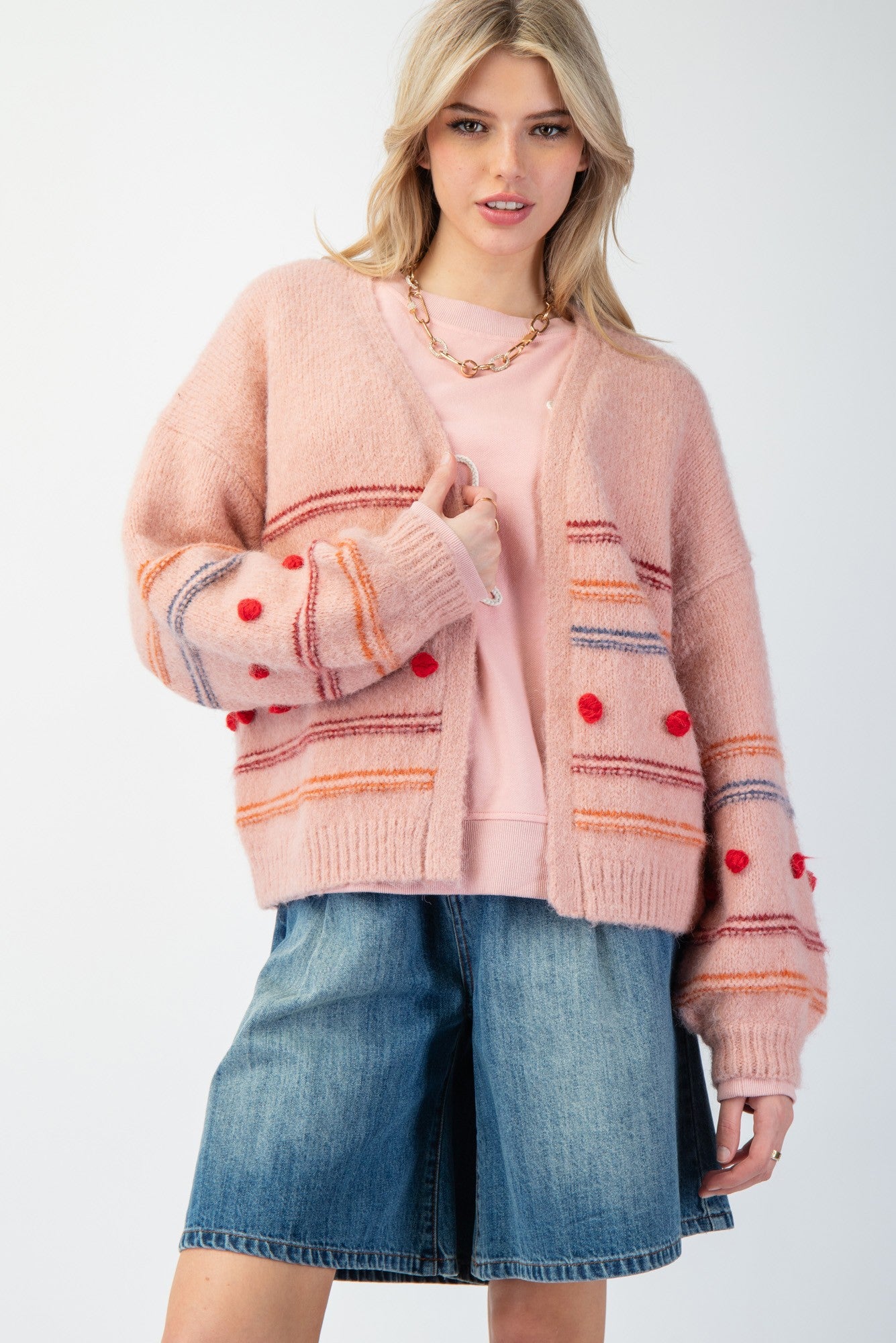 Birdie Pompom Stripe Sweater