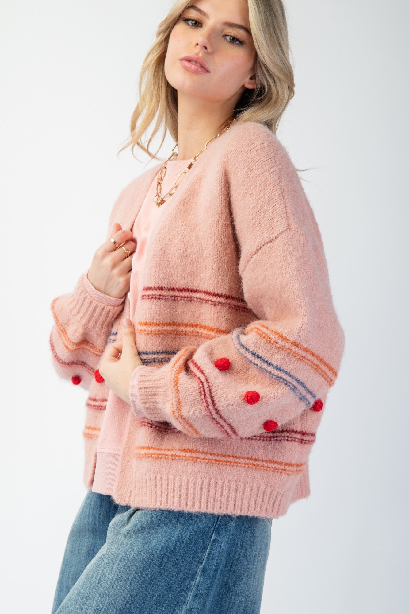 Birdie Pompom Stripe Sweater