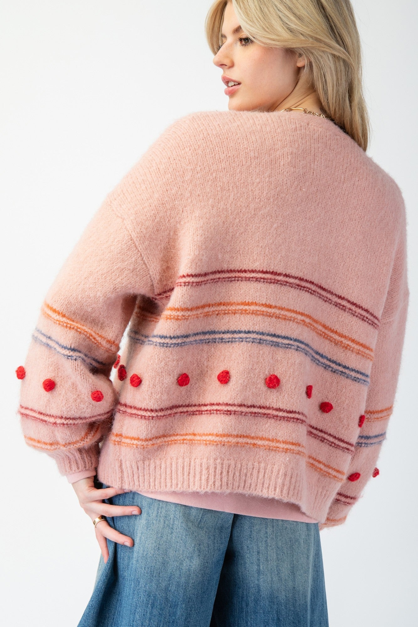 Birdie Pompom Stripe Sweater