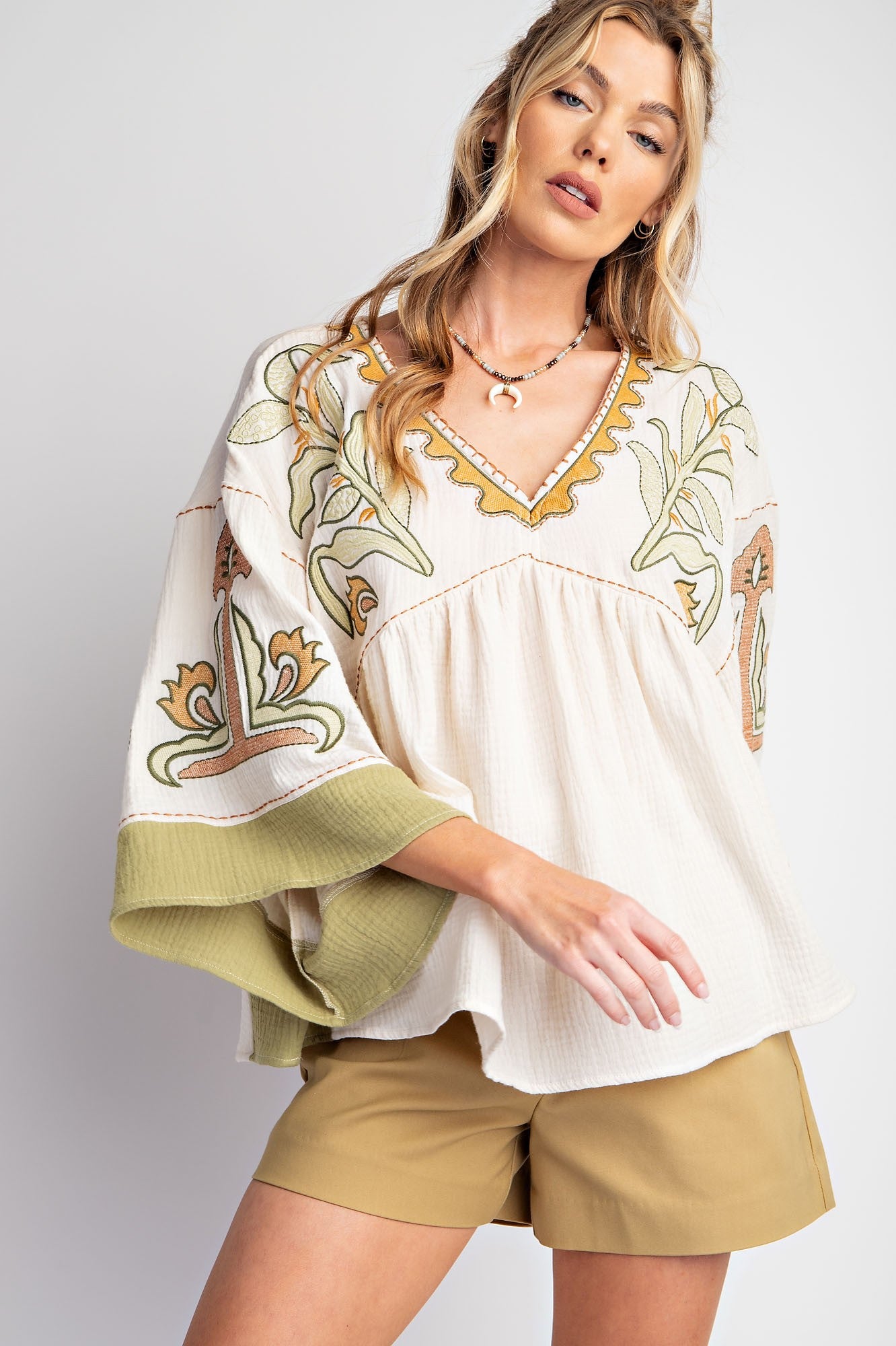 Brenlyn Embroidered Boho Top