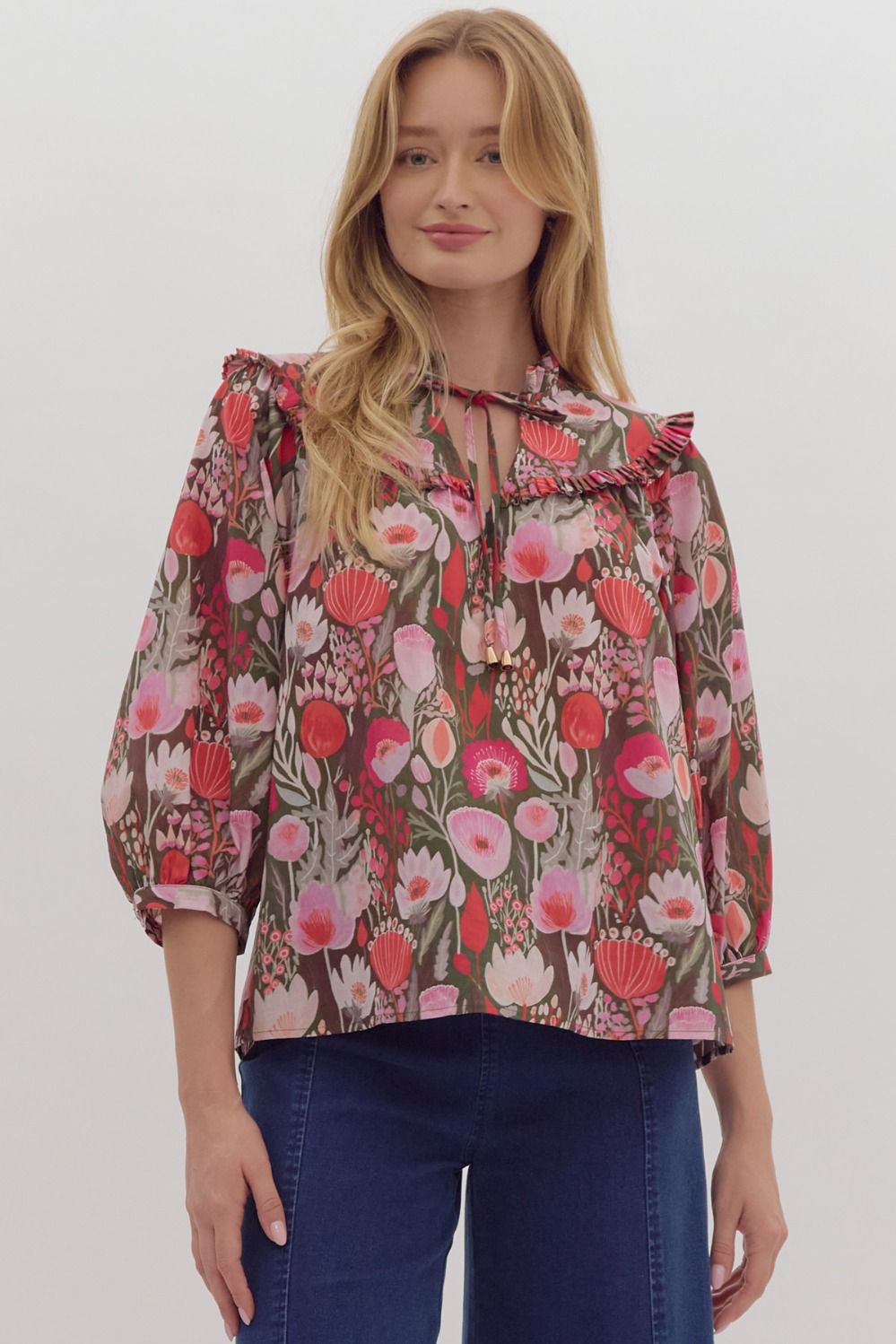 Brinley Floral Mini Ruffle Top