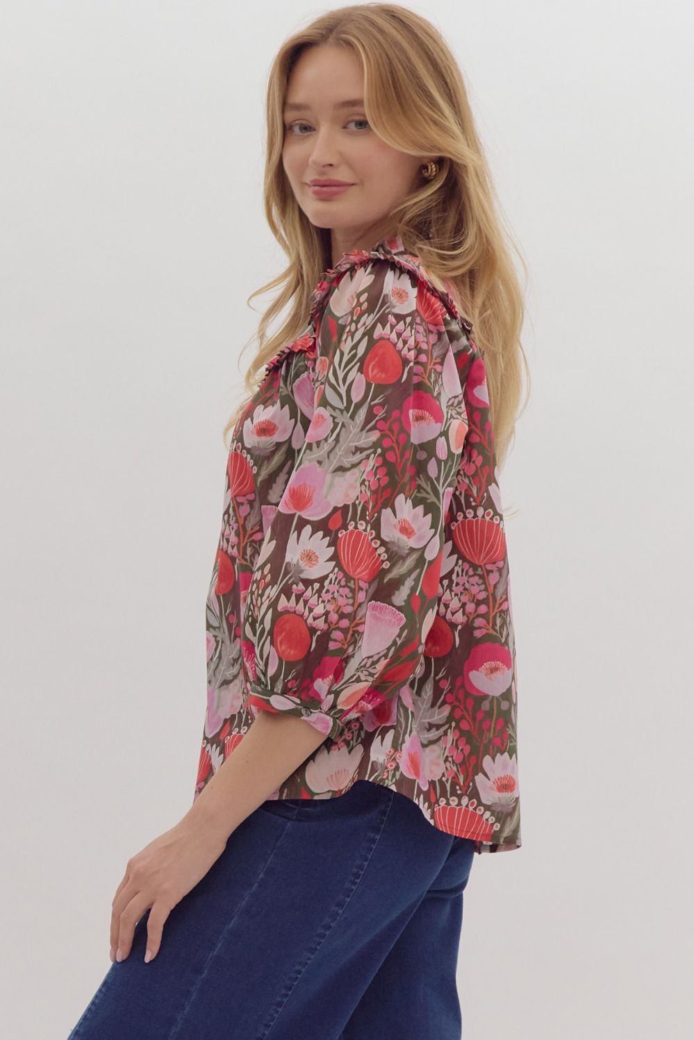 Brinley Floral Mini Ruffle Top