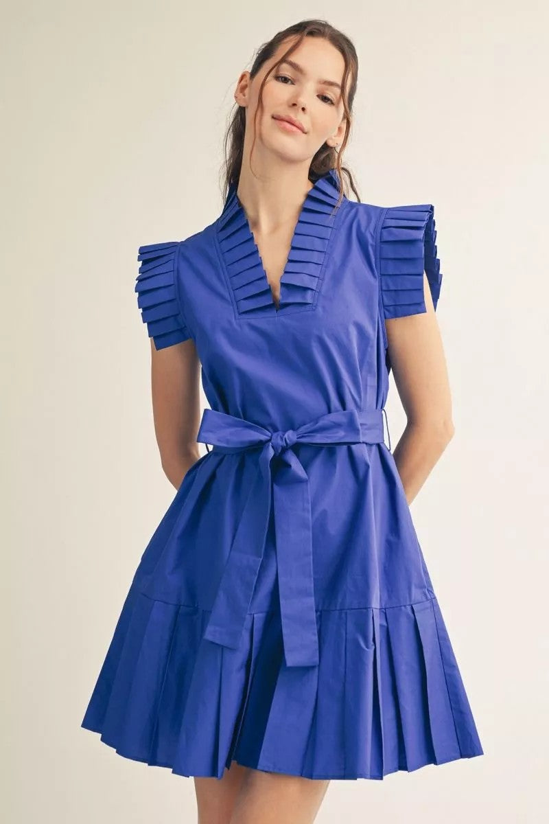 Carina Pleated Ruffle Tie Dress