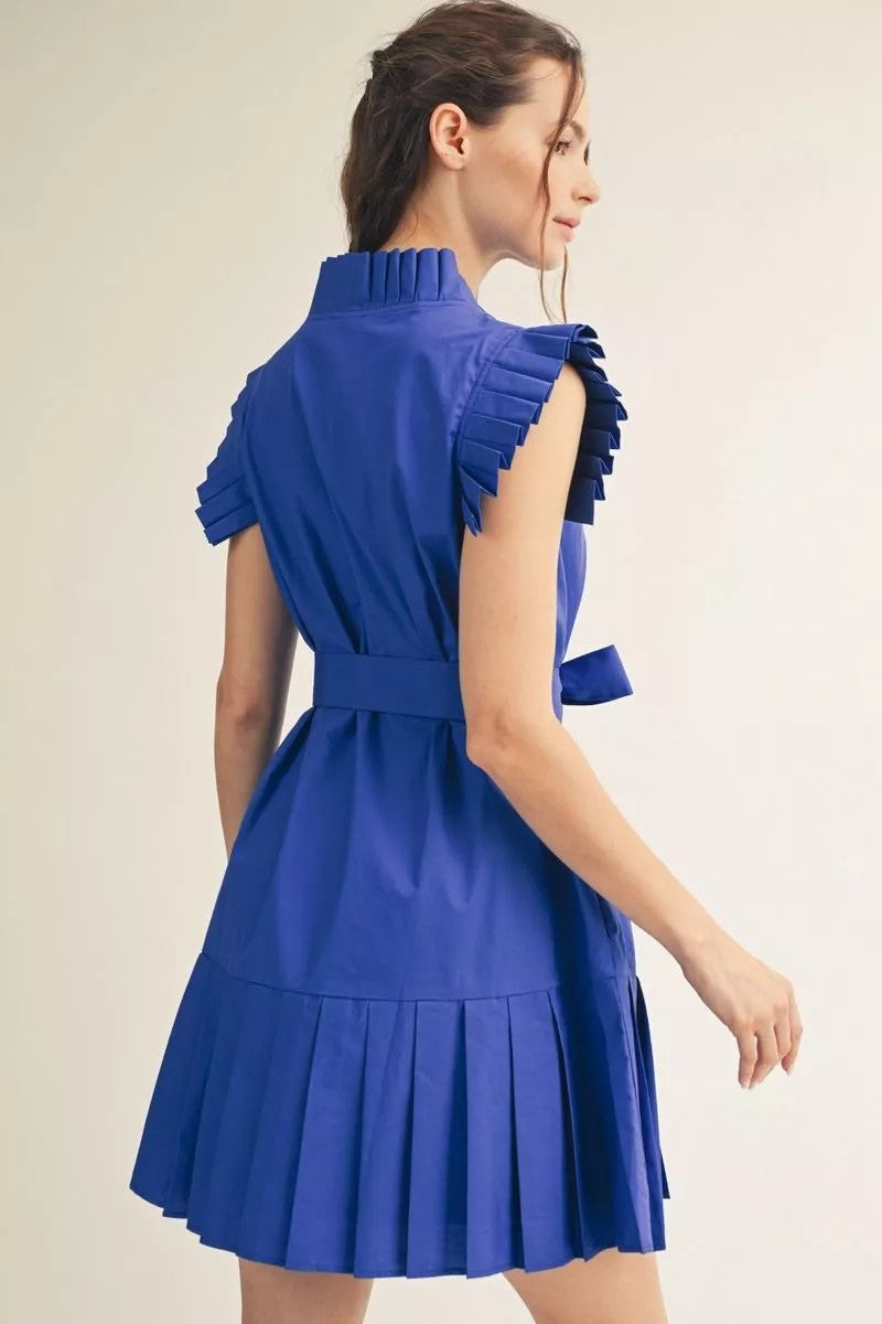 Carina Pleated Ruffle Tie Dress