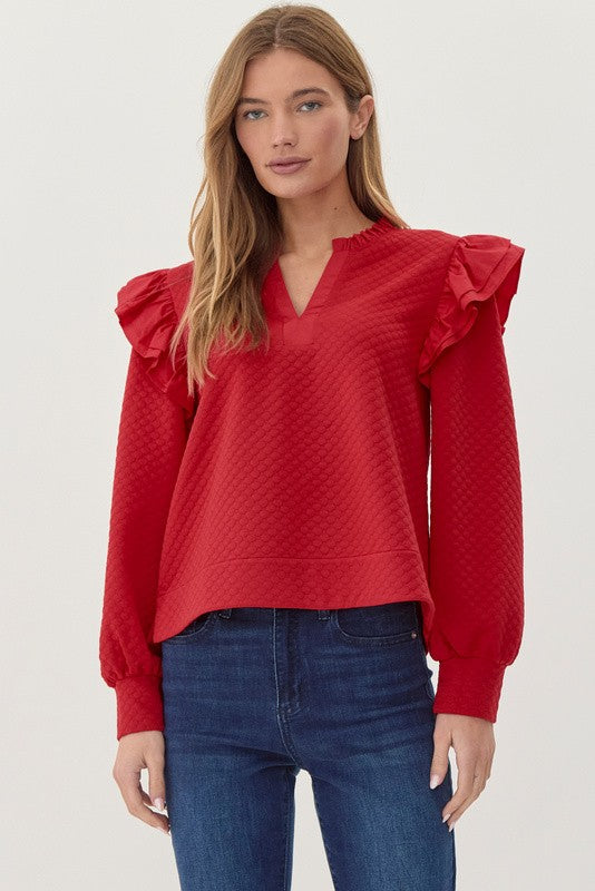 Carlyn Textured Ruffle Top