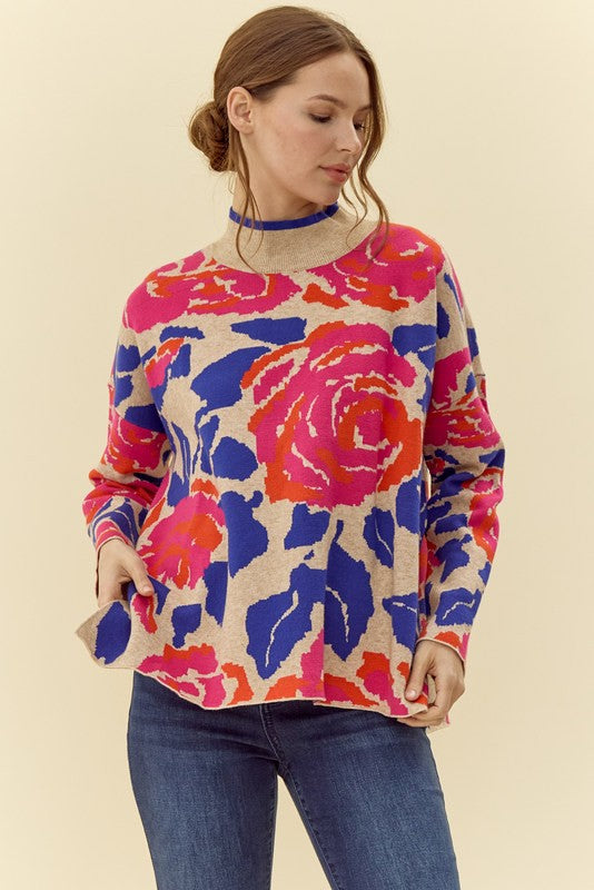 Carter Floral Mock Neck Sweater