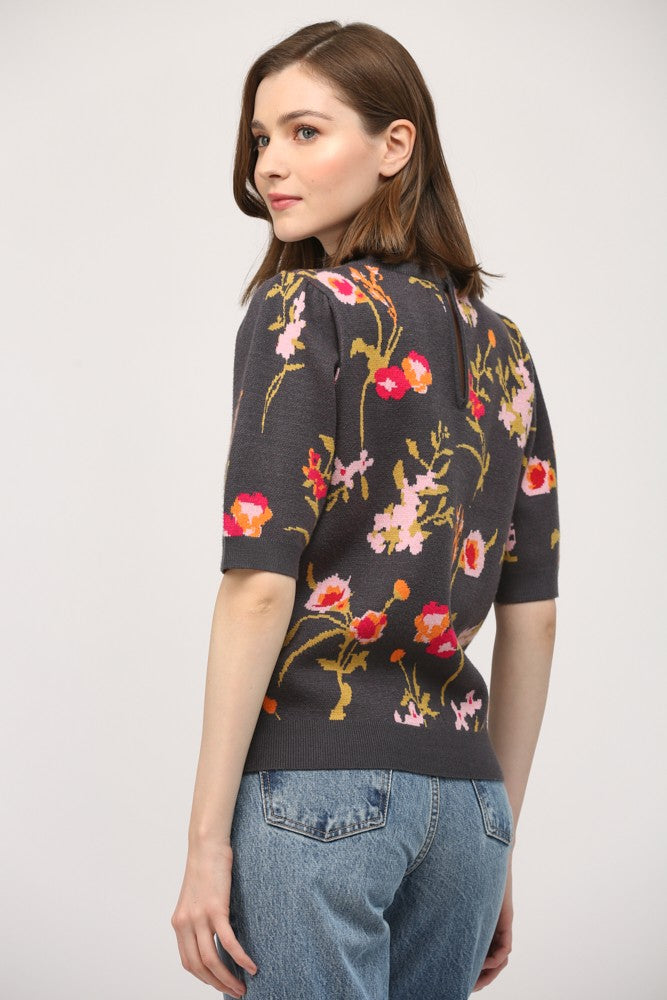 Cecelia Floral Short Sleeve Sweater