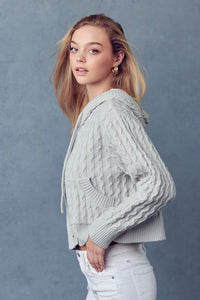 Charley Cable Knit Hoodie Cardigan