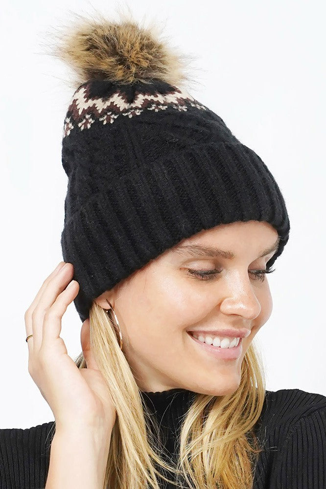 Chevron Cable Knit Hat