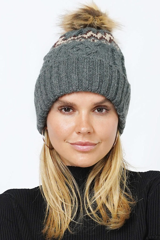 Chevron Cable Knit Hat