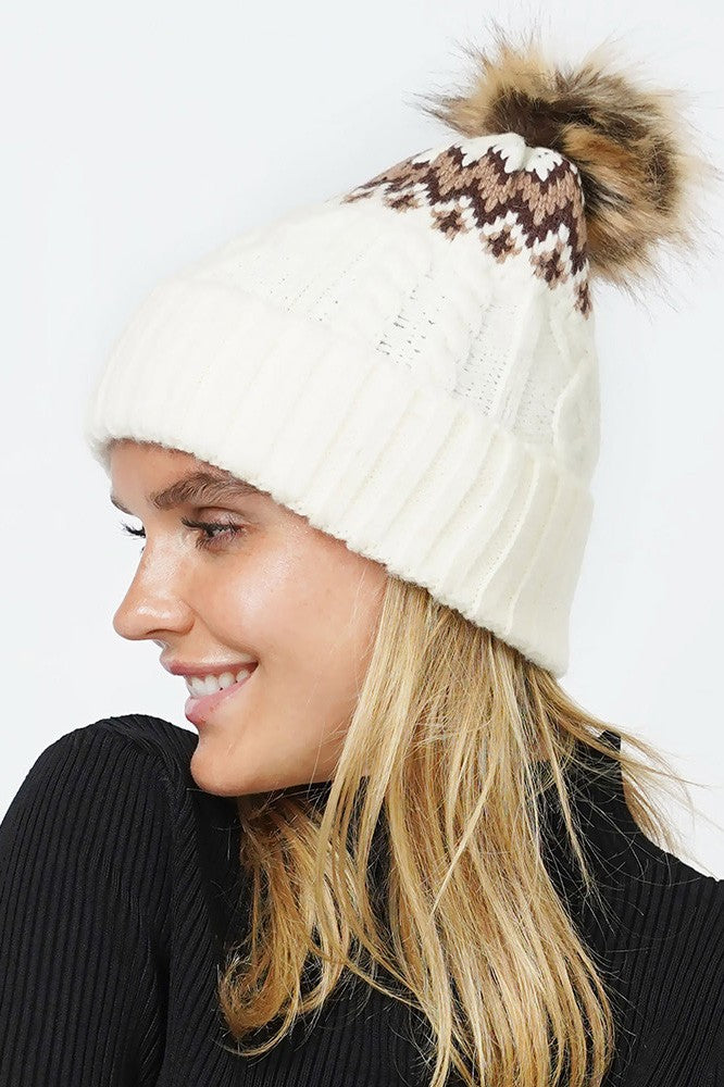 Chevron Cable Knit Hat