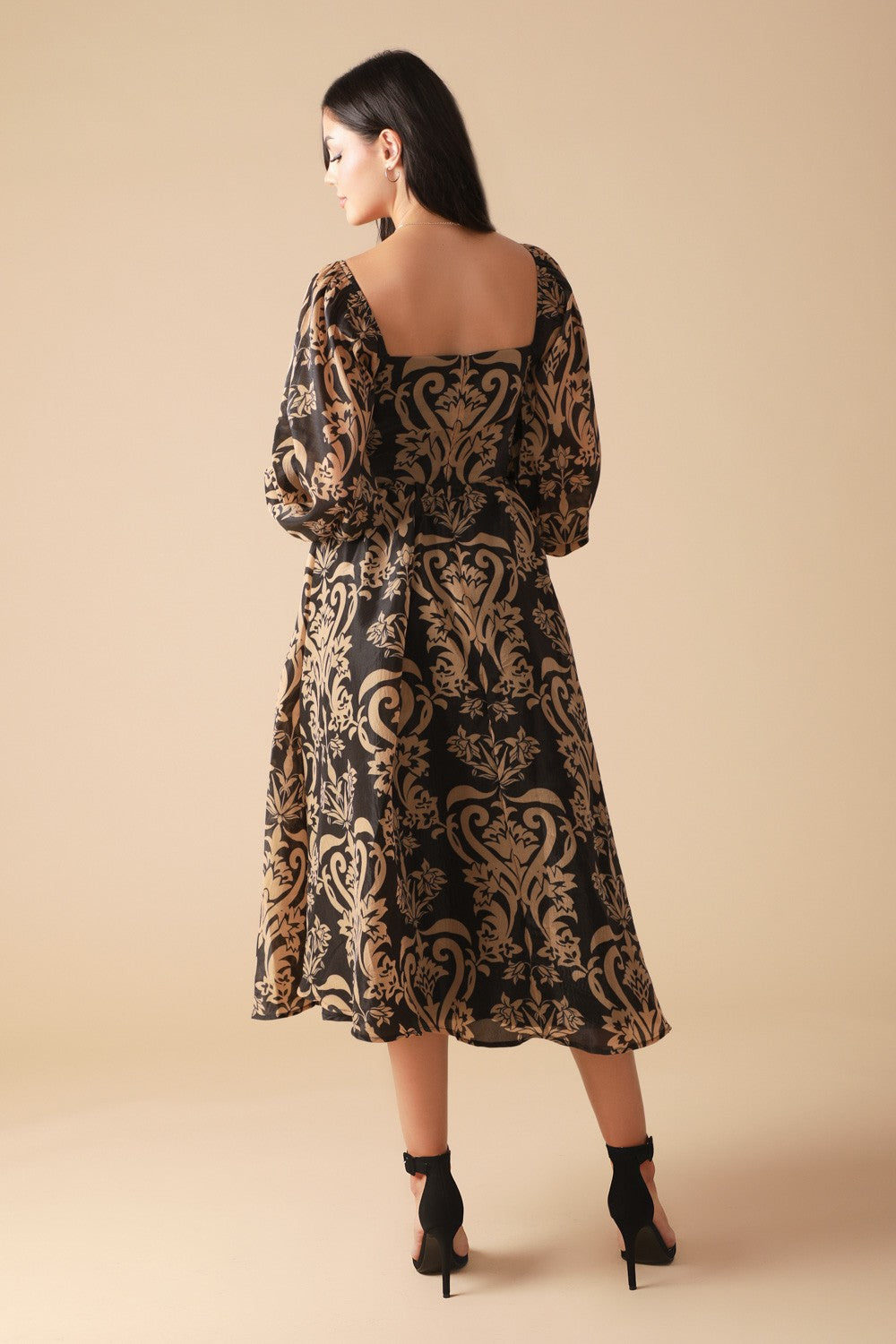 Corrine Printed Square Neck Midi Dress